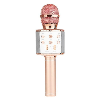 Portable Bluetooth Wireless Karaoke Microphone with LED Lights Rose Gold
