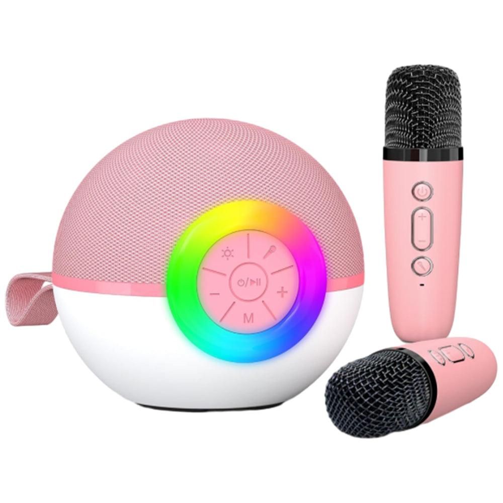 Portable Karaoke Microphone Machine Mini Bluetooth Speaker with 2 Wireless Mics Blue