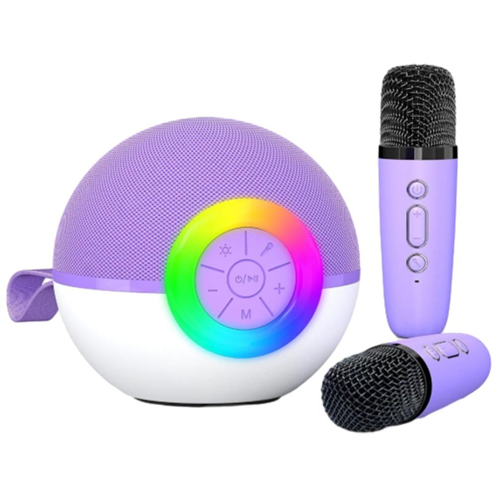 Portable Karaoke Microphone Machine Mini Bluetooth Speaker with 2 Wireless Mics Pink