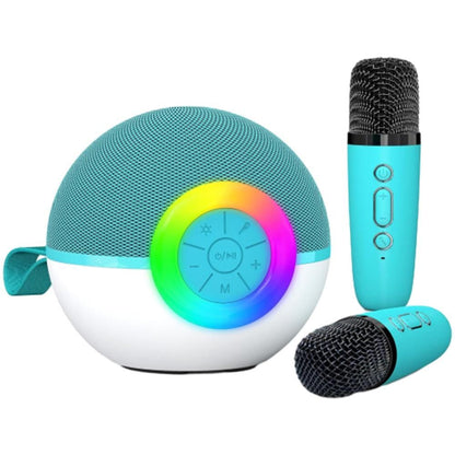 Portable Karaoke Microphone Machine Mini Bluetooth Speaker with 2 Wireless Mics Pink