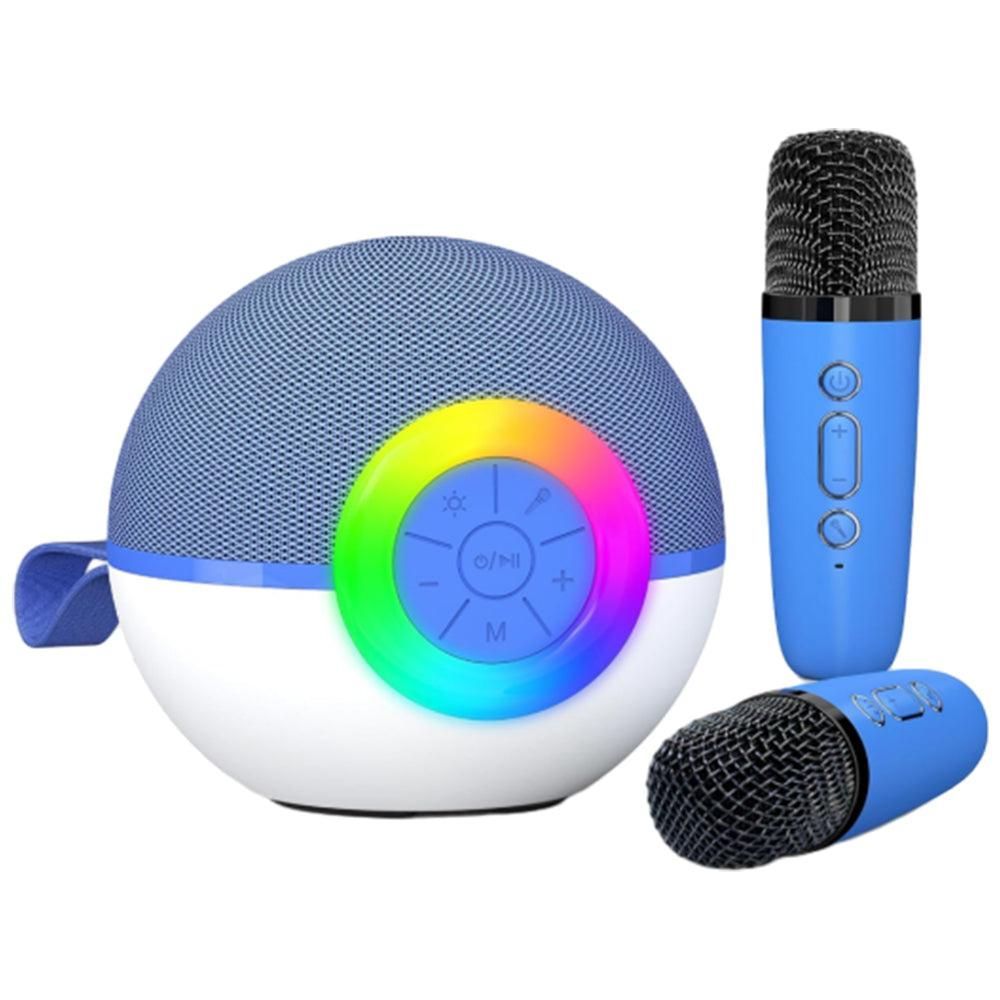 Portable Karaoke Microphone Machine Mini Bluetooth Speaker with 2 Wireless Mics Pink