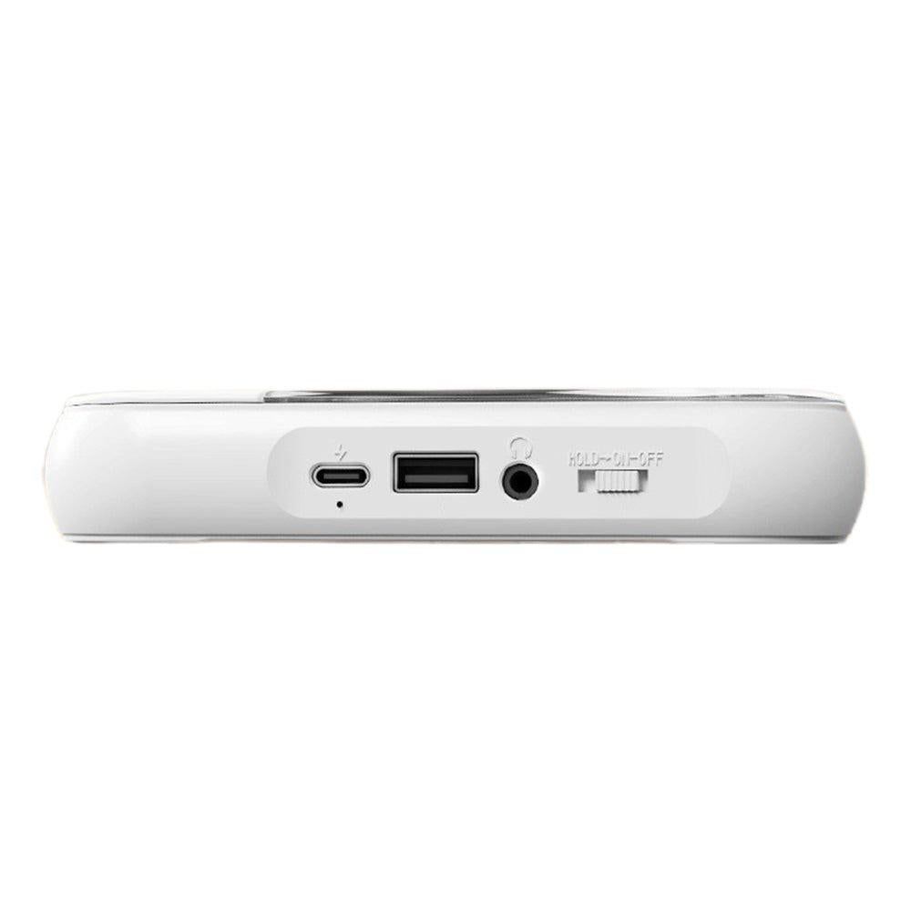 Portable Bluetooth CD Player Supports USB /Wired Playback Rechargeable Walkman White
