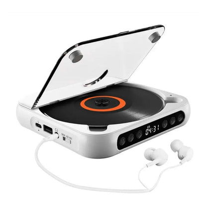 Portable Bluetooth CD Player Supports USB /Wired Playback Rechargeable Walkman Black