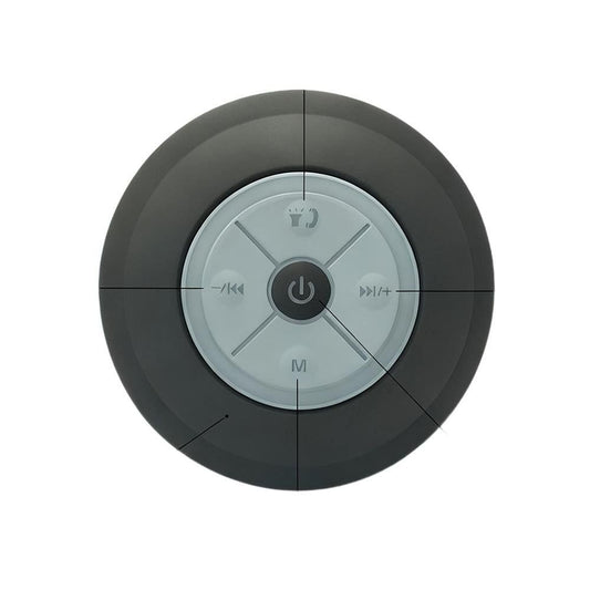 LED Bluetooth Portable Speaker with Suction Cup for Shower and Travel Black