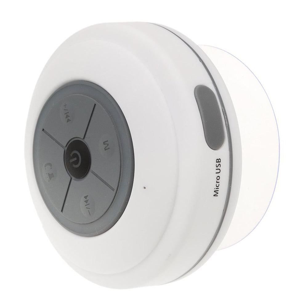 LED Bluetooth Portable Speaker with Suction Cup for Shower and Travel White