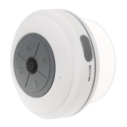LED Bluetooth Portable Speaker with Suction Cup for Shower and Travel White
