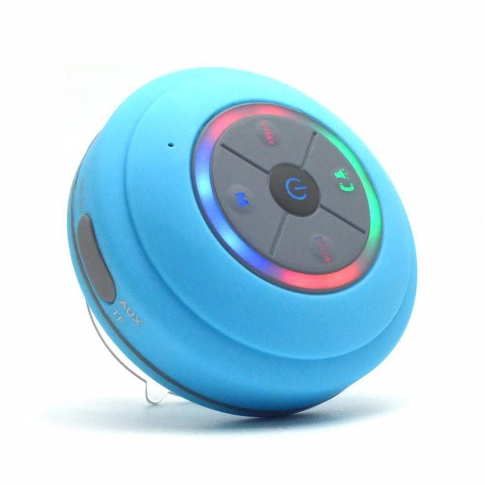 LED Bluetooth Portable Speaker with Suction Cup for Shower and Travel White