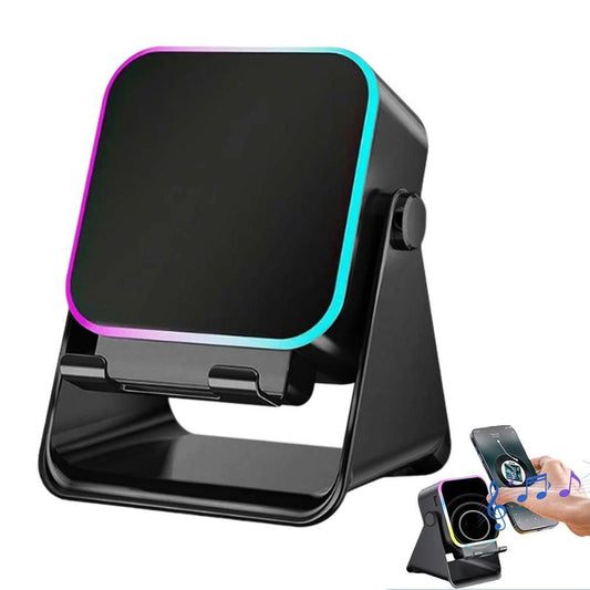 Bluetooth Speaker Phone Stand with Rotating Holder and Induction Playback Black