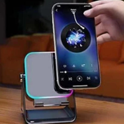 Bluetooth Speaker Phone Stand with Rotating Holder and Induction Playback Black
