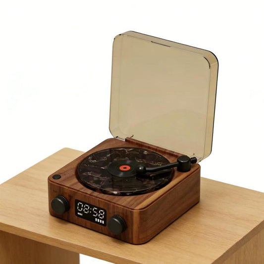 Retro Bluetooth Gramophone Speaker Portable Wireless Music Player Brown