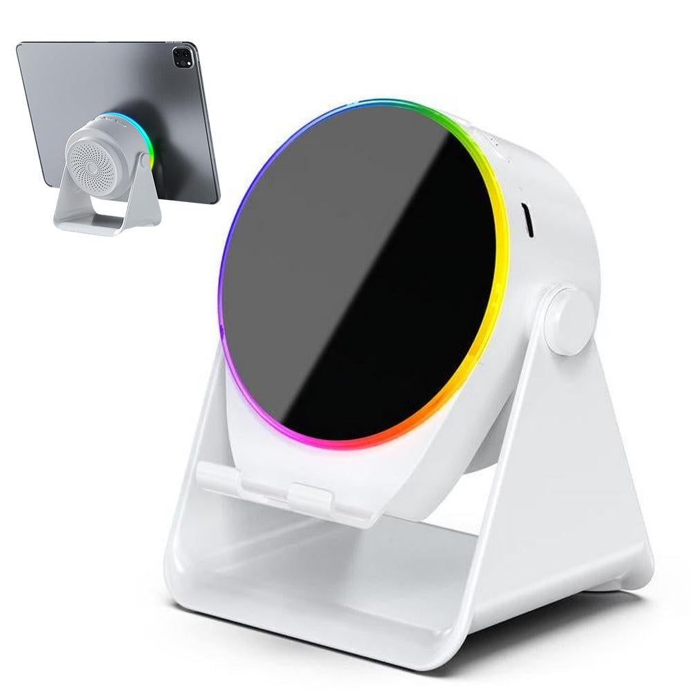 4 in 1 Wireless Induction Speaker Bluetooth Speaker with 360 Adjustable Phone Holder - White