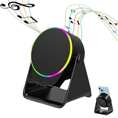4 in 1 Wireless Induction Speaker Bluetooth Speaker with 360 Adjustable Phone Holder - White