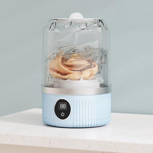 Mini Portable Washing Machine Rechargeable Small Clothes Washer for Travel Use Blue
