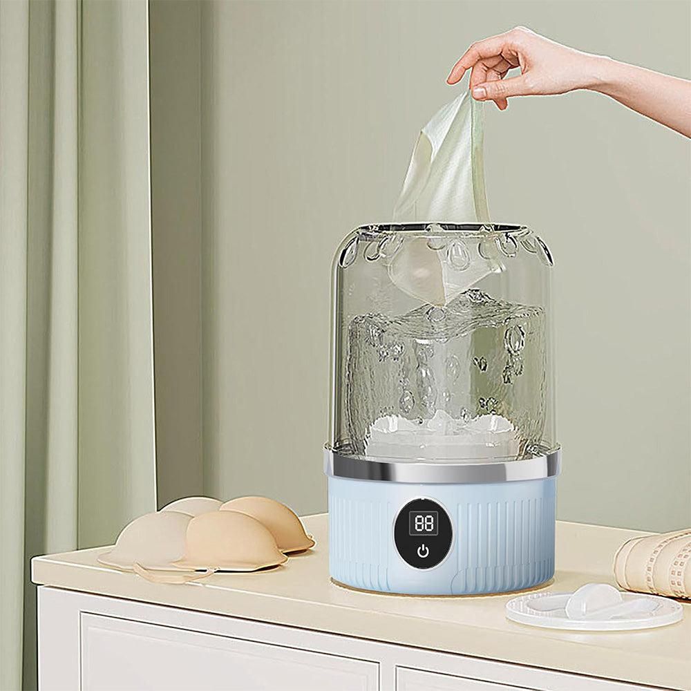 Mini Portable Washing Machine Rechargeable Small Clothes Washer for Travel Use Blue