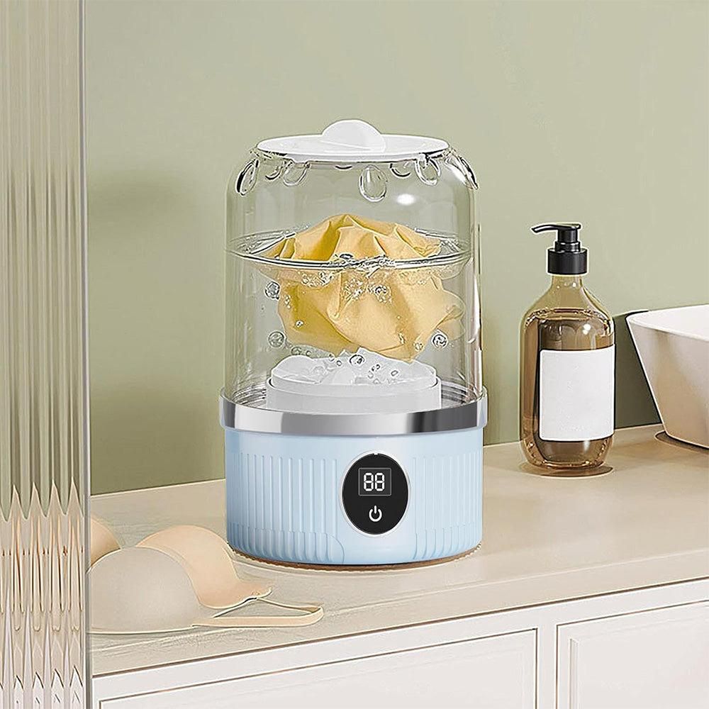 Mini Portable Washing Machine Rechargeable Small Clothes Washer for Travel Use Blue