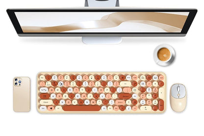 2.4GHz Wireless Keyboard and Mouse Combo Cute Brown