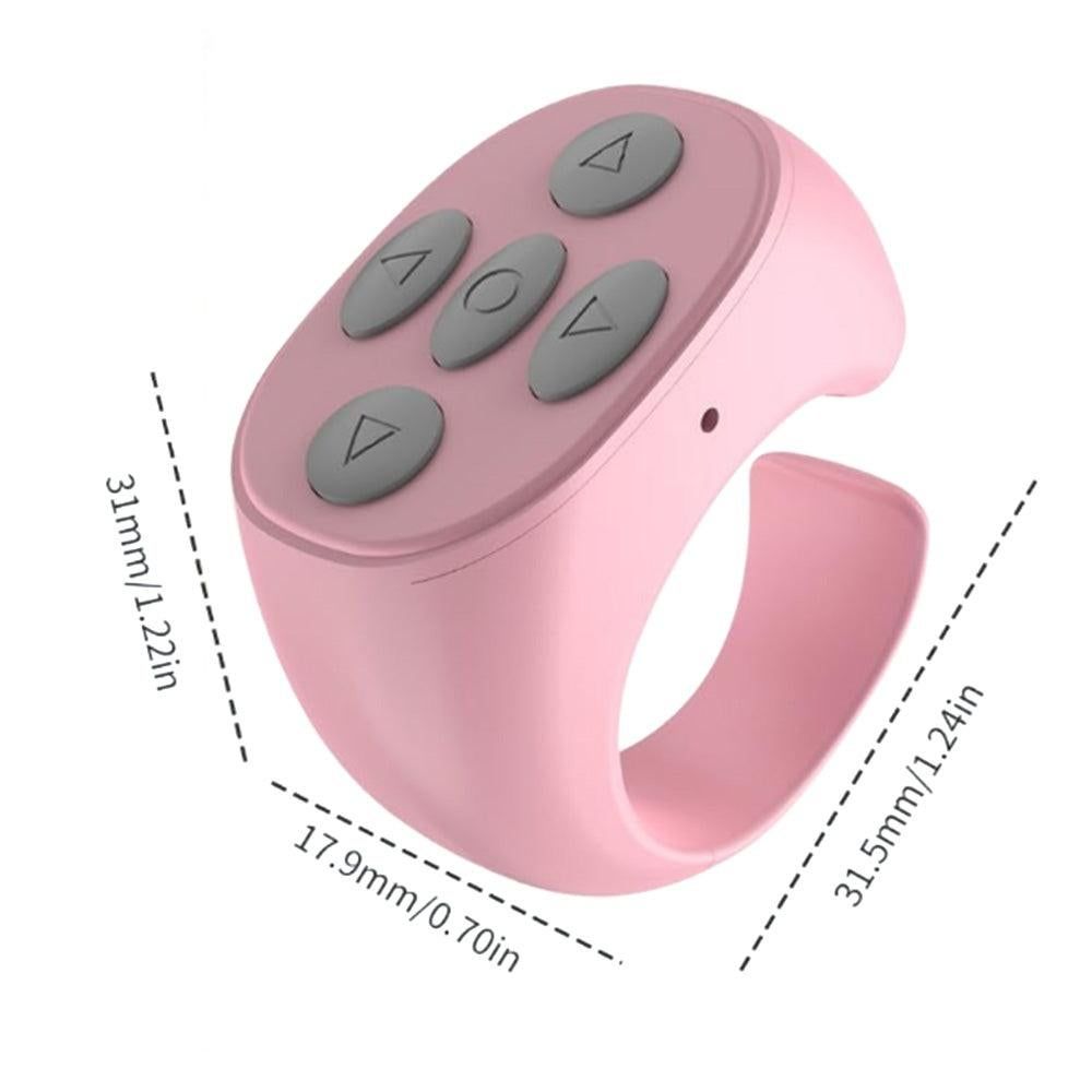 Wireless Page Turner Bluetooth Ring Remote Control Fingertip Selfie Video Controller for Smart Phone Pink