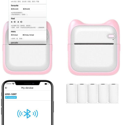 Pocket Bluetooth Thermal Printer Wireless Mobile Inkless Printer for Home Office Pink