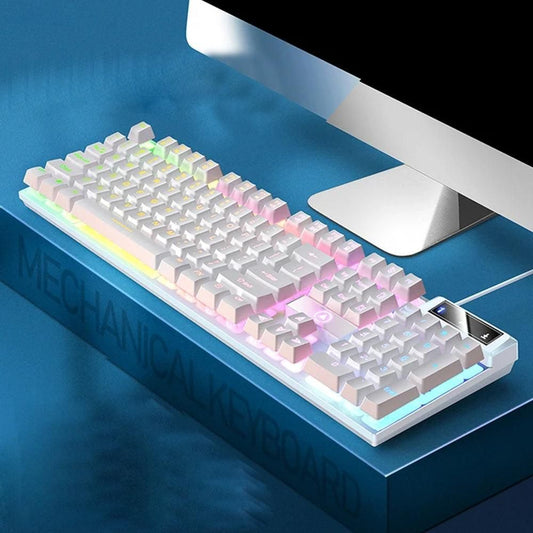 104 Keys Gaming Keyboard Wired Backlit Keyboard White