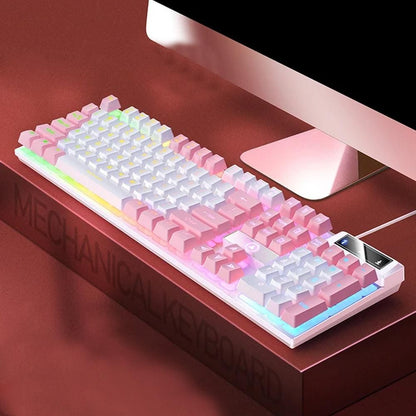 104 Keys Gaming Keyboard Wired Backlit Keyboard Pink