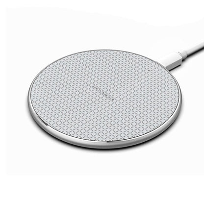 10W Qi Wireless Fast Charger with 1m USB Charging Cable for Smartphones - Silver