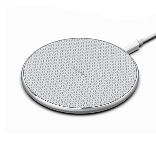 10W Qi Wireless Fast Charger with 1m USB Charging Cable for Smartphones - Silver