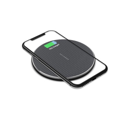 10W Qi Wireless Fast Charger with 1m USB Charging Cable for Smartphones - Silver