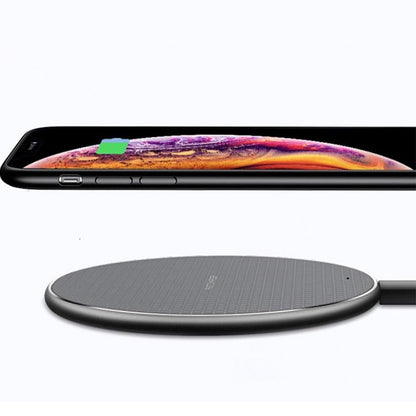 10W Qi Wireless Fast Charger with 1m USB Charging Cable for Smartphones - Silver