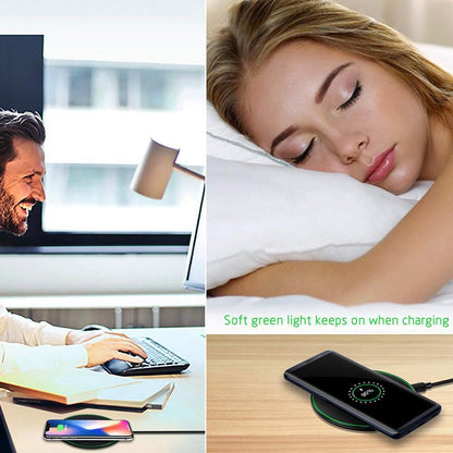 10W Qi Wireless Fast Charger with 1m USB Charging Cable for Smartphones - Silver