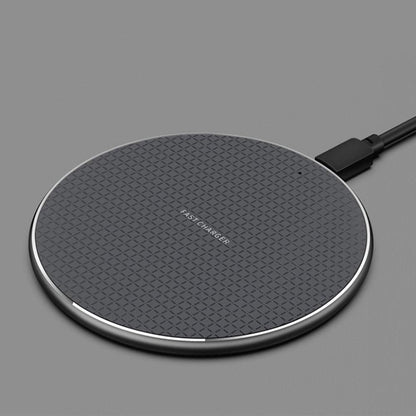 10W Qi Wireless Fast Charger with 1m USB Charging Cable for Smartphones - Silver