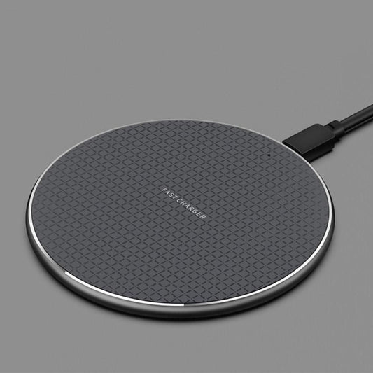 10W Qi Wireless Fast Charger with 1m USB Charging Cable for Smartphones - Black