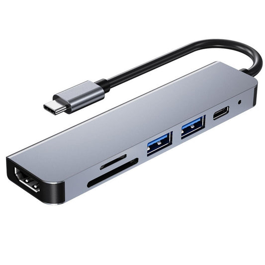Type c hub 6 in 1 USB docking station HDMI 4K PD USB 3.0 port TF/SD card For MacBook Pro Air/Chromebook/Surface/HP/Dell XPS//Laptop/Galaxy
