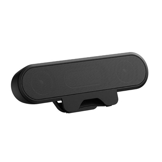 USB Wired Computer Speaker, HD Stereo Sound with Volume Control, Clamp-on Design, Black
