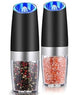 2PACK Gravity Electric Pepper and Salt Grinder Set Stainless Steel Black