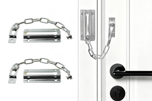 2Pcs Door Security Chain Lock Door Chain Lock with 12 Screws for Wood Door-Silver