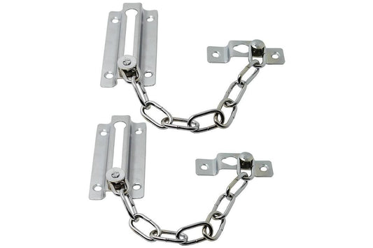 2Pcs Door Security Chain Lock Door Chain Lock with 12 Screws for Wood Door-Silver