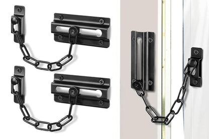 2Pcs Door Security Chain Lock Door Chain Lock with 12 Screws for Wood Door-Silver