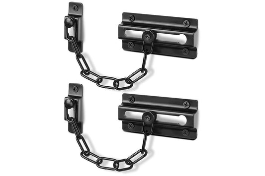 2Pcs Door Security Chain Lock Door Chain Lock with 12 Screws for Wood Door-Black