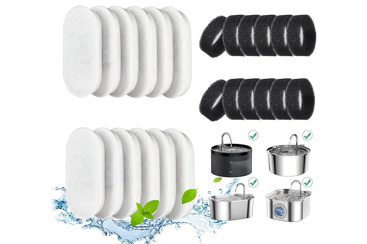 12 Sets Carbon Filters Water Fountain Replacement for Pet Dog Cat Water Drinking
