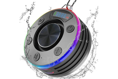 Bluetooth 5.3 Shower Speaker Water-resistant Wireless Speaker With Suction Cup Shower Radio For Outdoor-Black