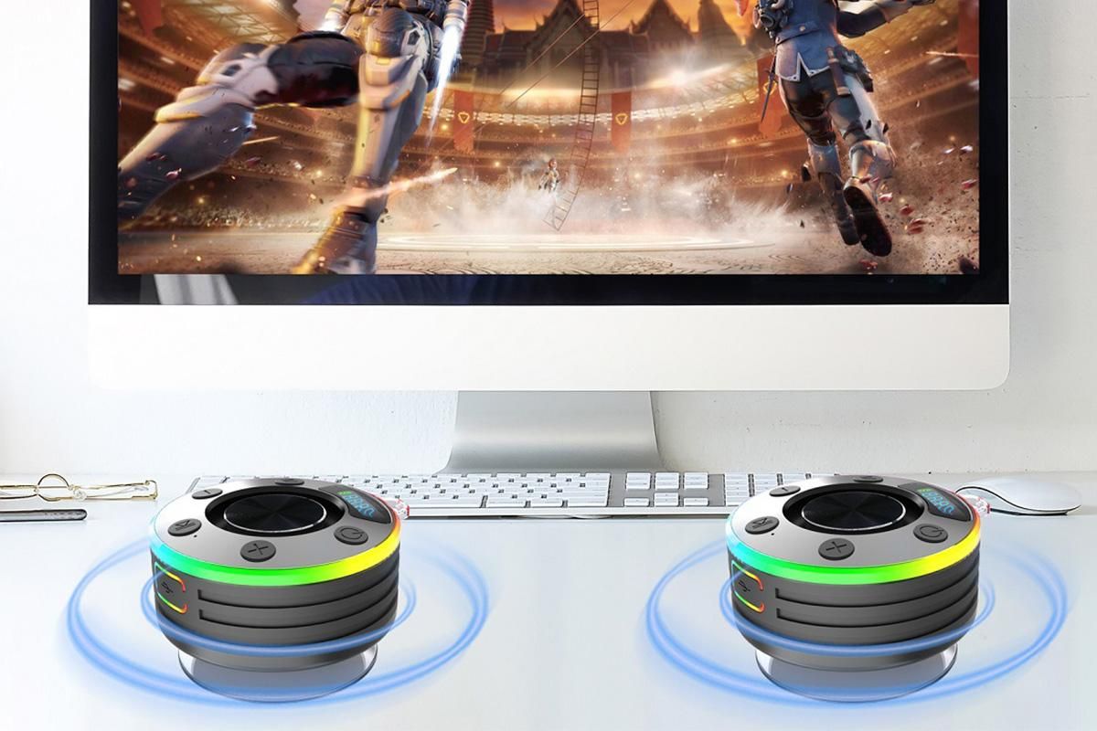 Bluetooth 5.3 Shower Speaker Water-resistant Wireless Speaker With Suction Cup Shower Radio For Outdoor-Black
