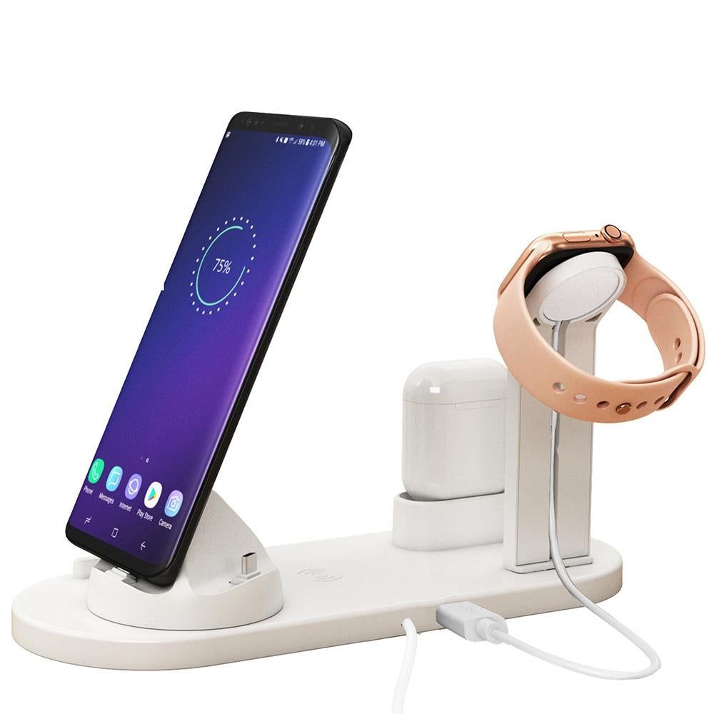 Wireless Charger Dock 3 in 1 Charging Station Wireless Charger Stand for Apple iPhone Watch -White