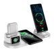 Wireless Charging Station Compatible for Apple 6 in 1 Charger Stand Dock -White - charging together