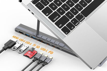 8-in 1 Laptop Stand with Docking Station USB 3.0 PD 100W 4K HDMI for MacBook
