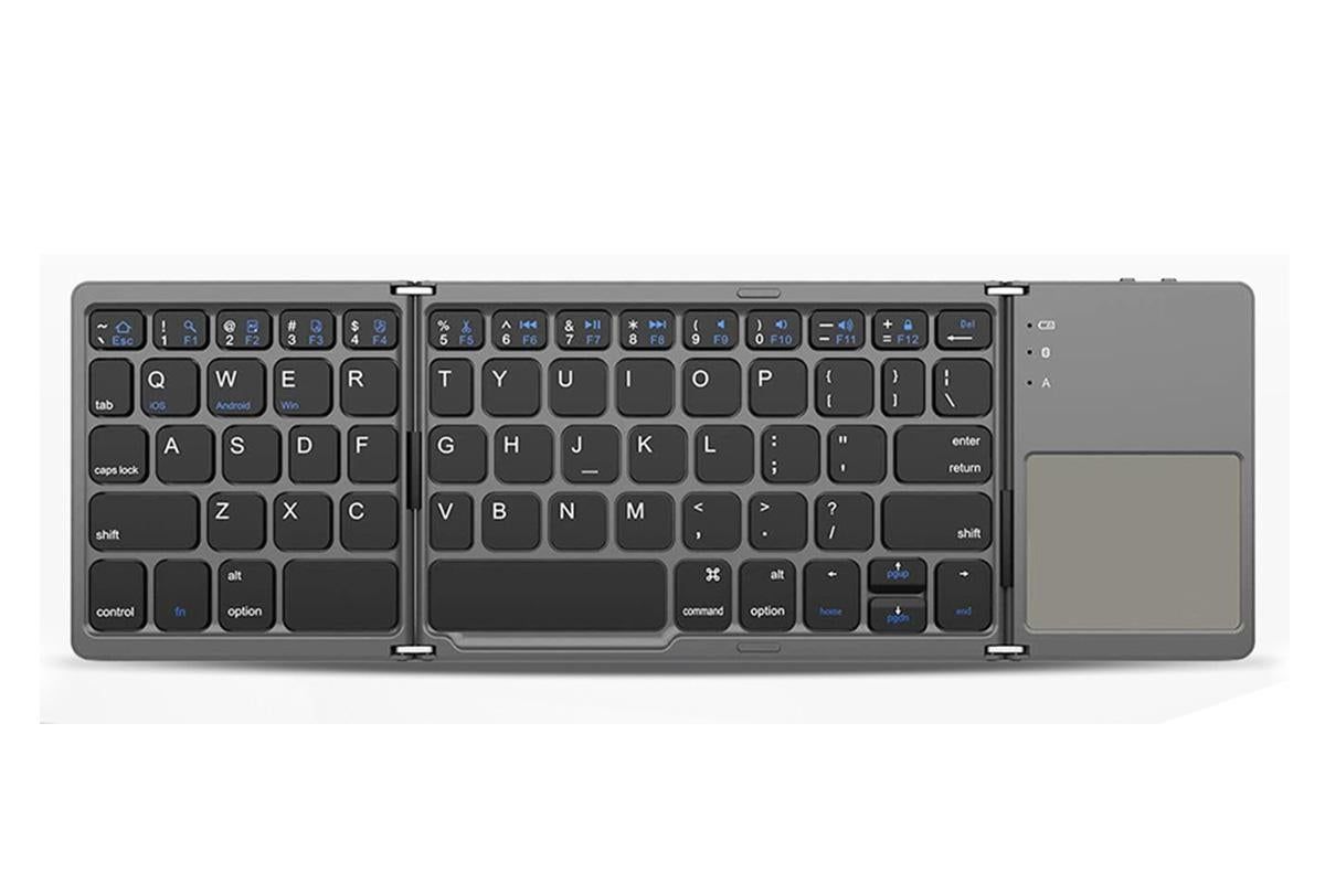Foldable Bluetooth Keyboard with Touchpad Full-Size Travel Keyboards for Windows iOS Android-USB-B Interface