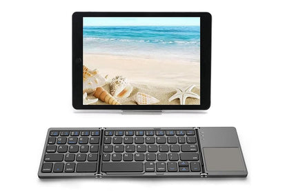 Foldable Bluetooth Keyboard with Touchpad Full-Size Travel Keyboards for Windows iOS Android-USB-B Interface