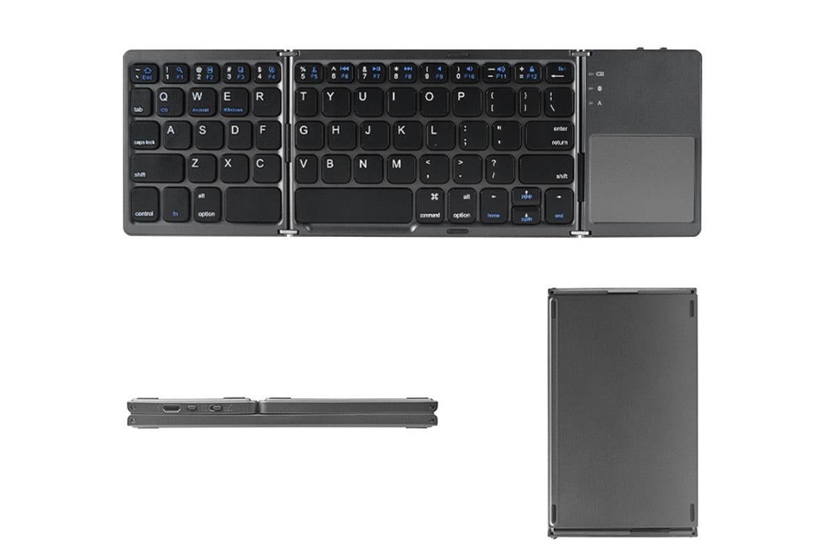 Foldable Bluetooth Keyboard with Touchpad Full-Size Travel Keyboards for Windows iOS Android-USB-B Interface