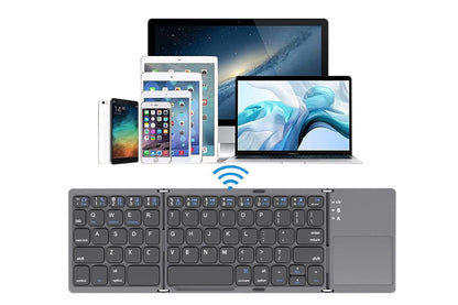 Foldable Bluetooth Keyboard with Touchpad Full-Size Travel Keyboards for Windows iOS Android-USB-B Interface