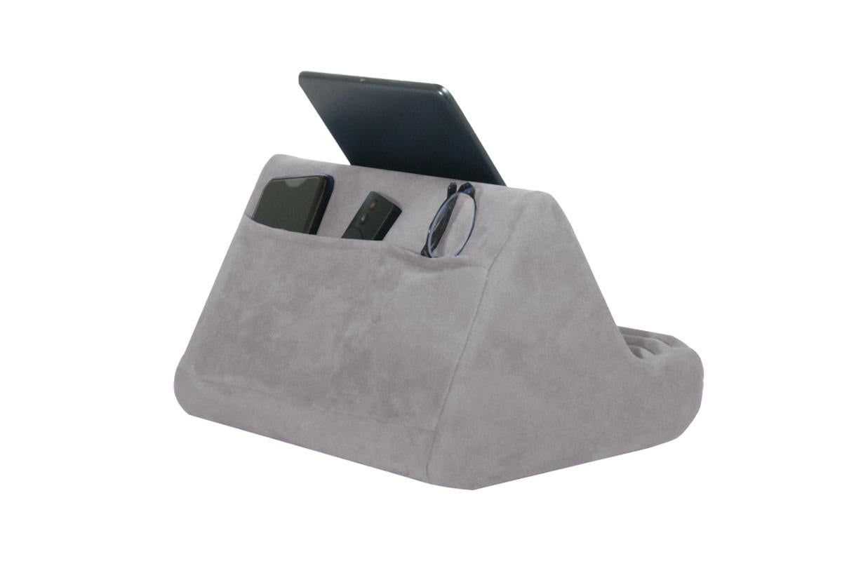 Tablet Holder Multi Angle Lazy Holder Stand with 2 Pockets for Bed Desk-Grey