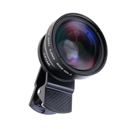Cell Phone Camera Lens 2 in1 Portable Wide Angle Macro Cell Phone Camera Lens Kit -Black
